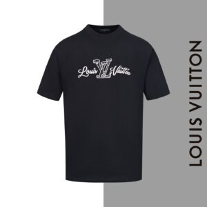 LV small logo embroidered round neck short sleeves