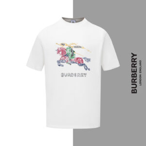 Burberry colorful warhorse embroidered round neck short sleeves
