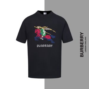 Burberry colorful warhorse embroidered round neck short sleeves