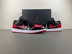 Air Jordan 1 Low Black Red Knee Leather Low Top