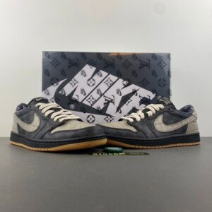 Air Jordan 1 Low x Louis Vuitton “Gray/Black LV Plaid Croc Leather”