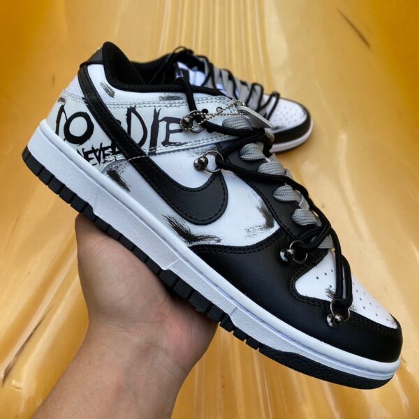Nike Dunk Low Retro "Black" Graffiti Deconstructed Casual Shoes - Image 4