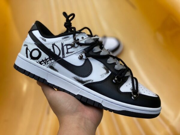 Nike Dunk Low Retro "Black" Graffiti Deconstructed Casual Shoes - Image 5
