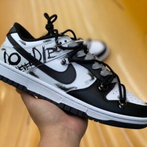 Nike Dunk Low Retro “Black” – Deconstructed Style, Letter Graffiti – Black/White/Gray – DD1391-100 – Low-Top Skate Shoes